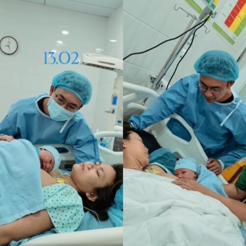 Mâu Thủy cùng chồng đi hạ sinh quý tử